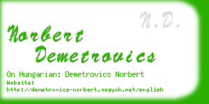 norbert demetrovics business card